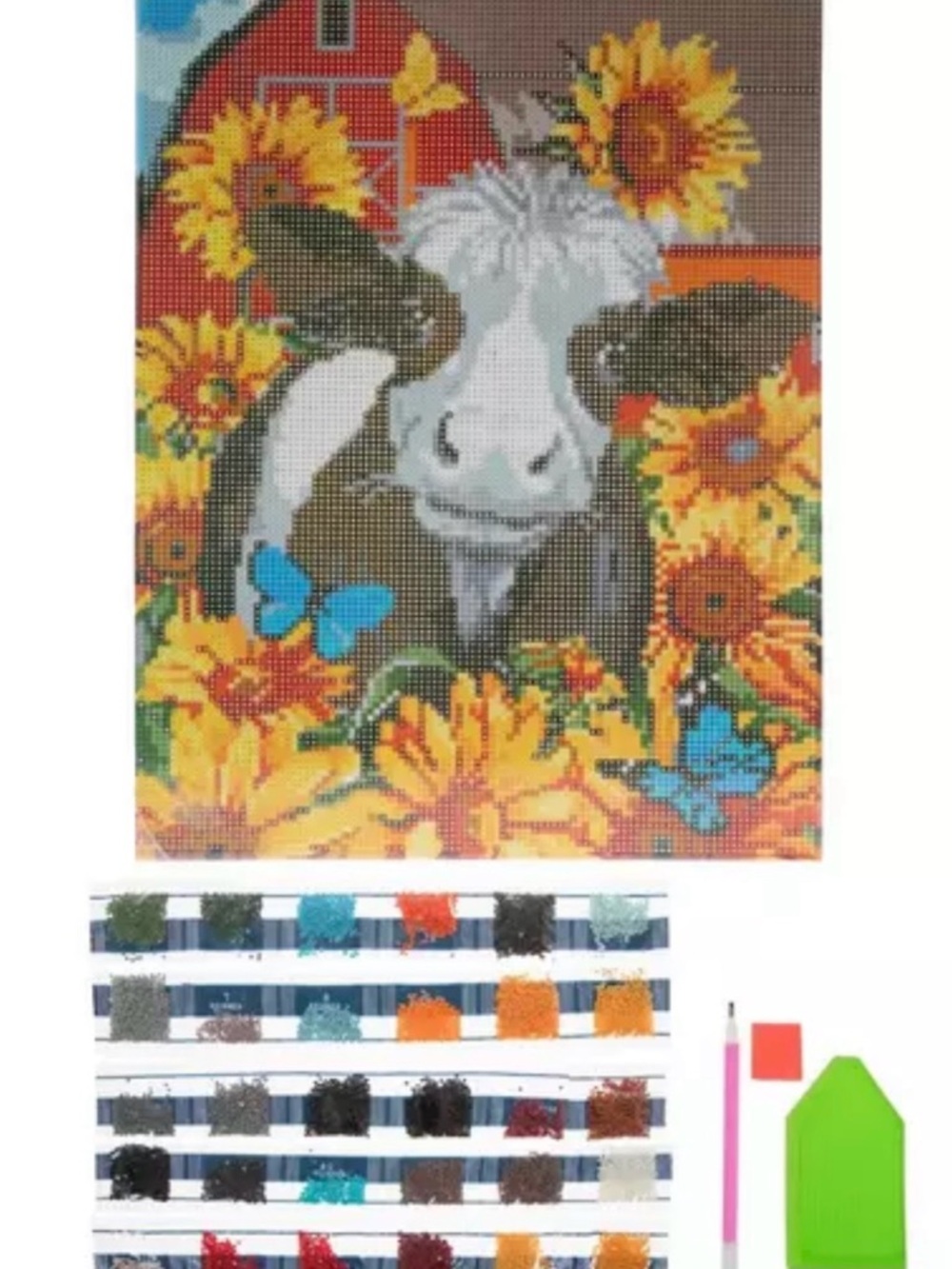 Hobby Lobby Sunflower Cow Painting with Blue Butterflies